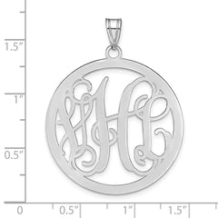 10k White Gold Large Round Monogram Pendant