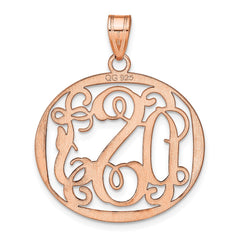 14k Rose Gold Round Monogram Pendant