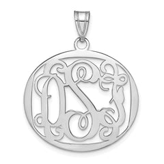 Sterling Silver/Rhodium-plated Round Monogram Pendant - 2