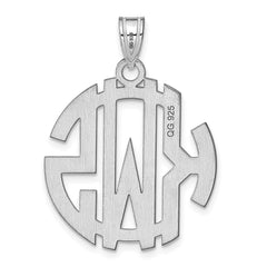 10k White Gold Round Cut-out Monogram Pendant - 2