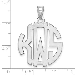 14k White Gold Round Cut-out Monogram Pendant