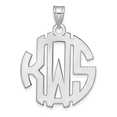 14k White Gold Round Cut-out Monogram Pendant