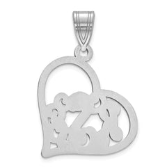 10k White Gold Etched Heart Pendant