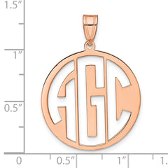 Sterling Silver/Rose-plated Round Cut-out Monogram Pendant