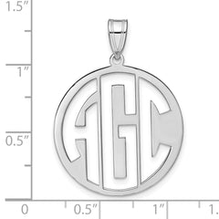 10k White Gold Round Cut-out Monogram Pendant