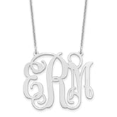 10k White Gold Large Monogram Necklace - 3