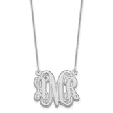 10k White Gold Etched Monogram Necklace - 3