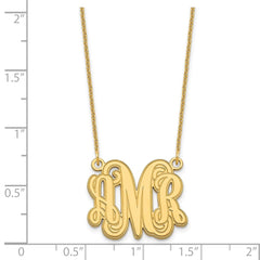 14k Yellow Gold Etched Monogram Necklace - 2