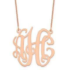 14k Rose Gold Medium Monogram Necklace - 2