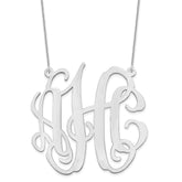 10k White Gold Large Monogram Necklace - 2