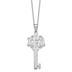 10k White Gold Etched Monogram Key Necklace