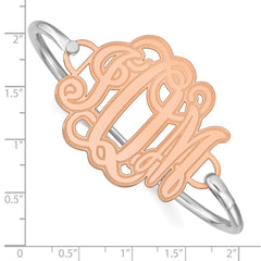 SS/Rose-plated Etched Monogram with Sterling Silver Bangle