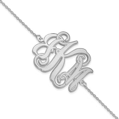 10k White Gold Etched Monogram Bracelet