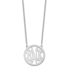 Sterling Silver/Rhodium-plated Round Monogram Necklace - 2