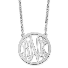 Sterling Silver/Rhodium-plated Round Monogram Necklace - 2