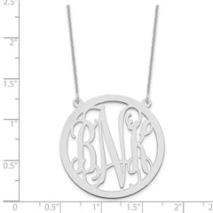 10k White Gold Large Round Monogram Necklace - 2