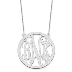 10k White Gold Large Round Monogram Necklace - 2