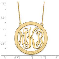 14k Yellow Gold Large Family Monogram Necklace