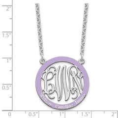 SS/Rhodium-plated Small Family Monogram w/Epoxy Necklace