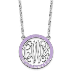 SS/Rhodium-plated Small Family Monogram w/Epoxy Necklace