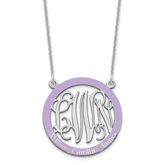14k White Gold Small Family Monogram w/Epoxy Necklace