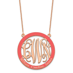 14k Rose Gold Large Family Monogram w/Epoxy Necklace