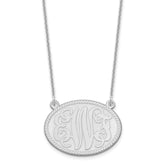 10k White Gold Brushed Monogram Necklace