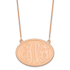 14K Rose Gold Large Brushed Monogram Necklace