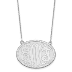 14KW Large Brushed Monogram Necklace