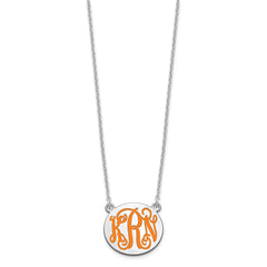 SS/Rhodium-plated Small Round Epoxy Monogram Necklace