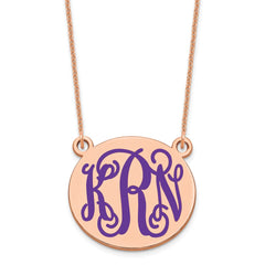 14k Rose Gold Medium Round Epoxy Monogram Necklace