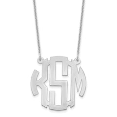 10k White Gold Small Round Monogram Necklace