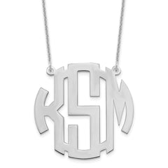 10k White Gold Large Round Monogram Necklace