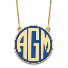 14KY Enameled Block Letter Circle Monogram Necklace