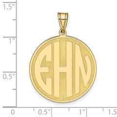 14k Yellow Gold Round Block Letter Monogram Pendant