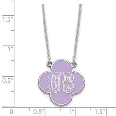 Sterling Silver/Rhodium-plated Clover Monogram w/Epoxy Necklace