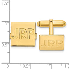 SS/Gold-plated Recessed Letter Square Monogram Cuff Link