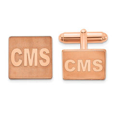 SS/Rose-plated Raised Letter Square Monogram Cuff Link