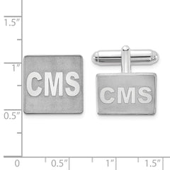 SS/Rhod-plated Raised Letter Square Monogram Cuff Link