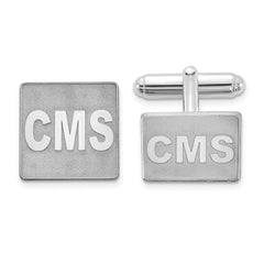 SS/Rhod-plated Raised Letter Square Monogram Cuff Link