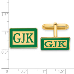 SS/Gold-plated Epoxy Boarder and Letter Monogram Cuff Link