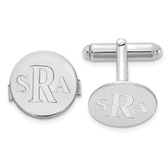 SS/Rhodium-plated Recessed Letter Monogram Round Cuff Link