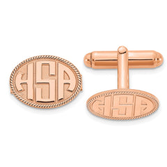 SS/Rose-plated Raised Letter Oval w/Boarder Monogram Cuff Link