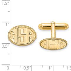 SS/Gold-pltd Recessed Letter Oval w/ Boarder Monogram Cuff Link