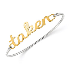 14k Yellow Gold Name Plate on Sterling Silver Bangle - 2