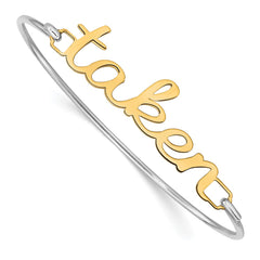 14k Yellow Gold Name Plate on Sterling Silver Bangle - 2