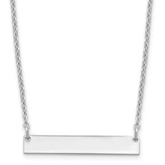 Sterling Silver/Rhodium-plated Small Blank Bar Necklace - 3