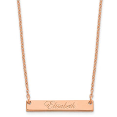 Sterling Silver/Rose-plated Small EDWARDIAN SCRIPT Bar Necklace