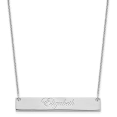 10k White Gold Medium EDWARDIAN SCRIPT Bar Necklace - 2