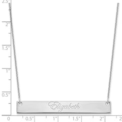 10k White Gold Large EDWARDIAN SCRIPT Bar Necklace - 3